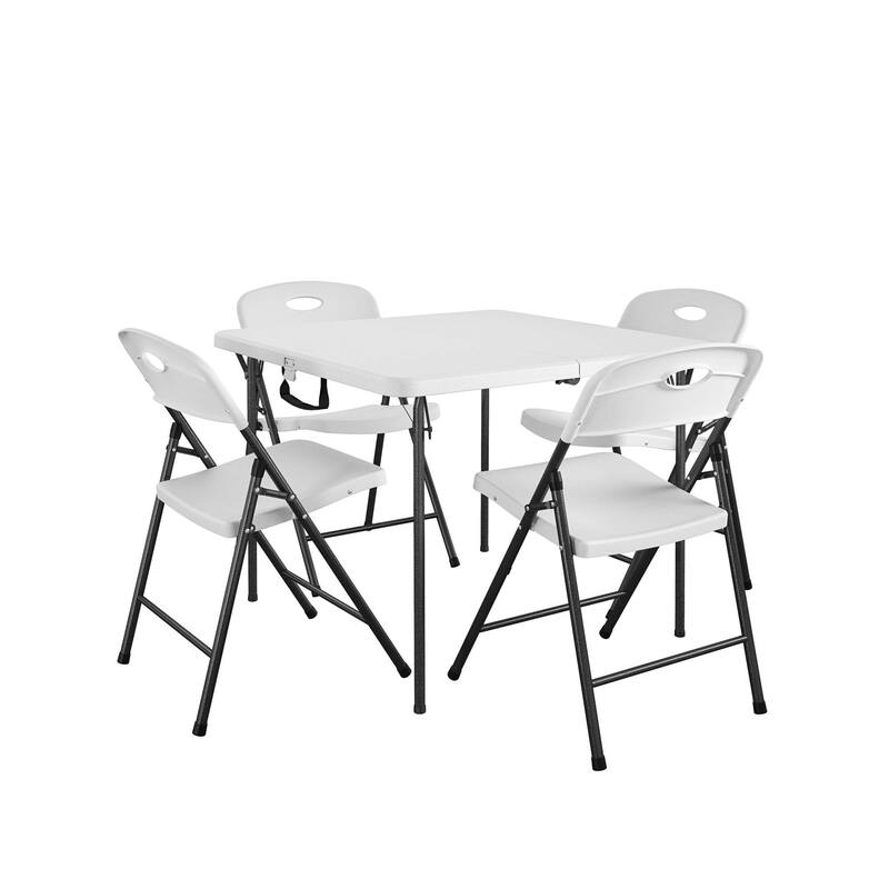 COSCO XL 5-Piece Folding Indoor/Outdoor 36" Resin Table and Chair Set - White