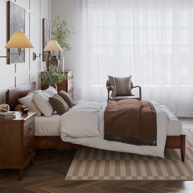 Aria Solid Wood Modern Low Profile Platform Bed