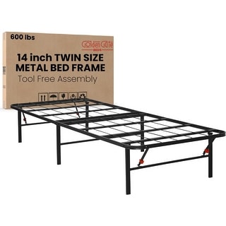 Foldable Metal Bed Frame, Sturdy Iron Platform, Portable & Collapsible ...