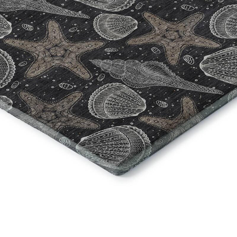 Premium Washable Super Soft Starfish Seashells Coastal Mayfield Rug