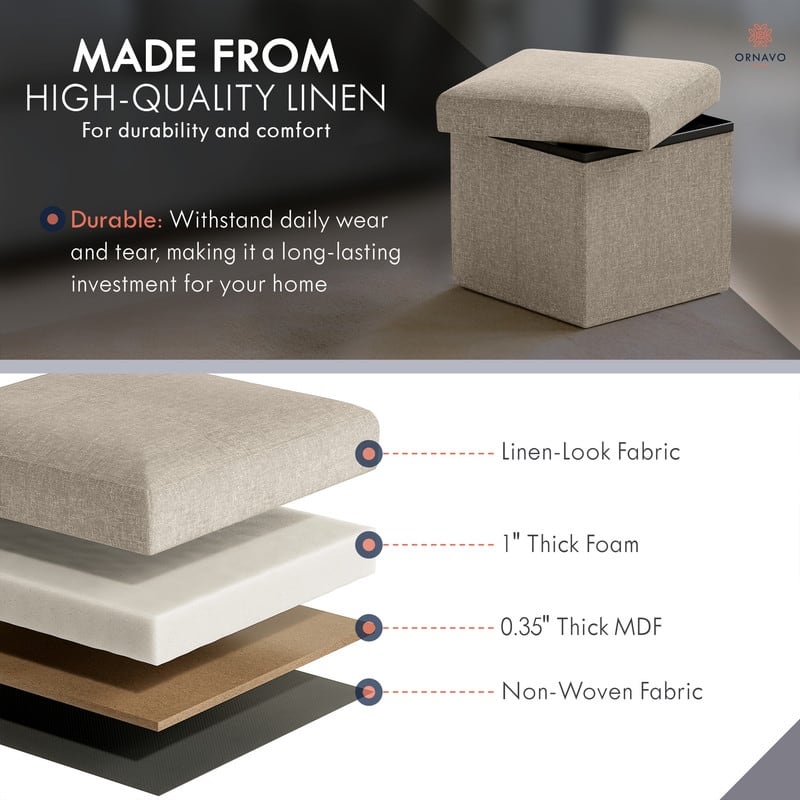Small Foldable Square Storage Ottoman Cube