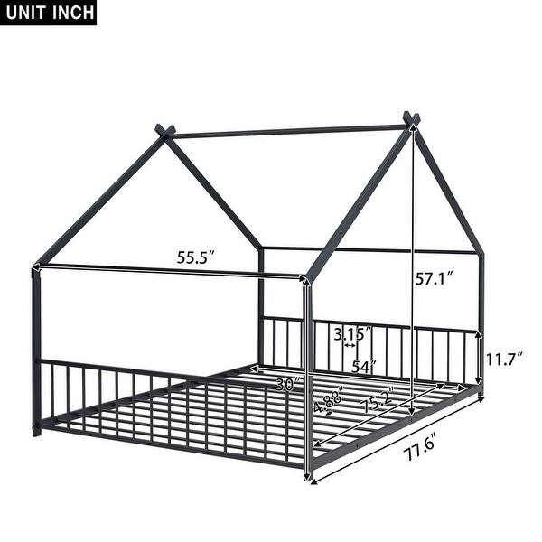 dimension image slide 0 of 2, 2 Size Metal House Bed with Metal Frame Playhouse Design for Kids