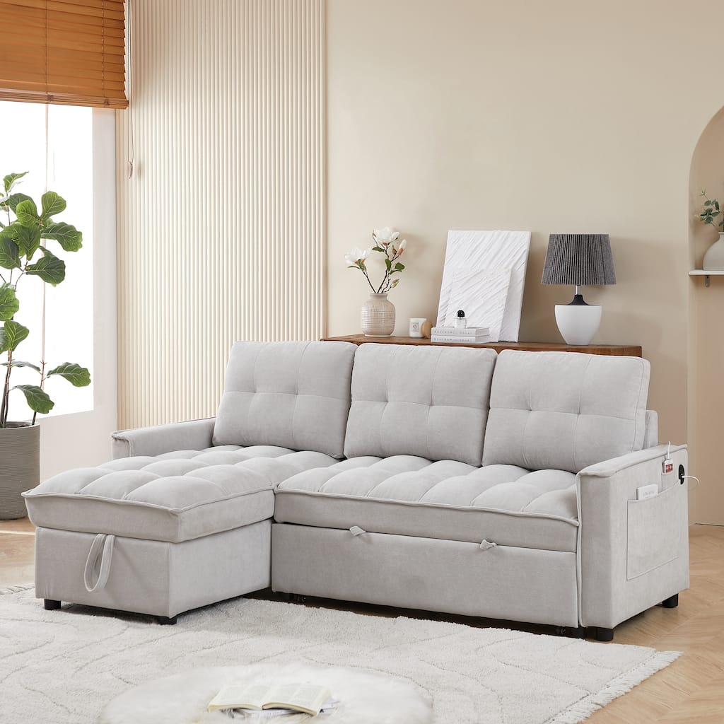 Grey 78.75" L-Shaped 3-Seater Reclining Sofa