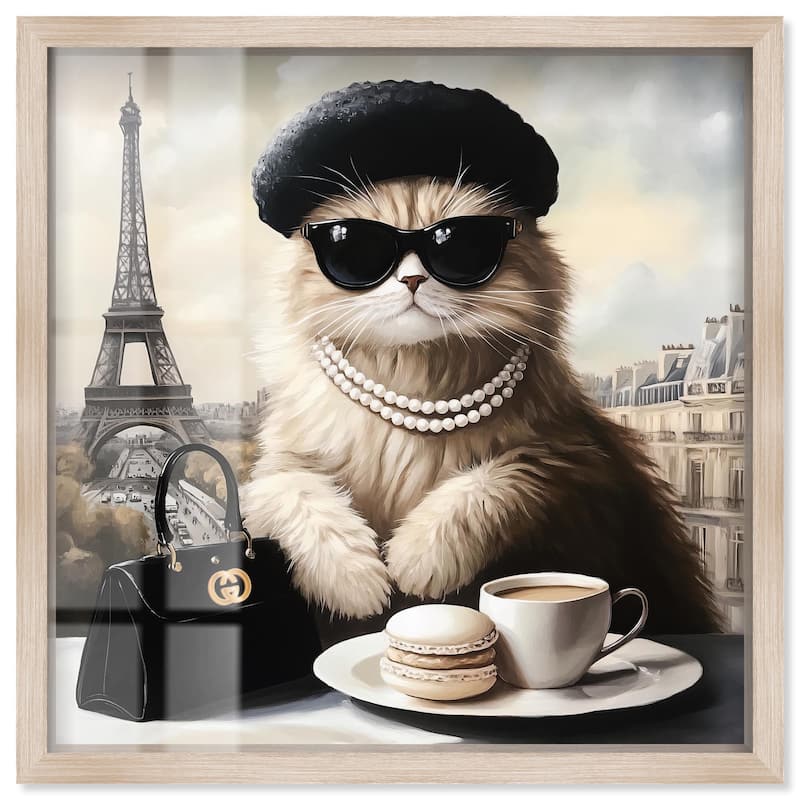Cat in Paris Treats Shadowbox by Art Remedy - Natural - 30" x 30"
