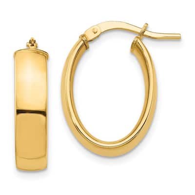Curata 14k Yellow Gold High Polished Oval Hoop Earrings - 20.38x13.93mm