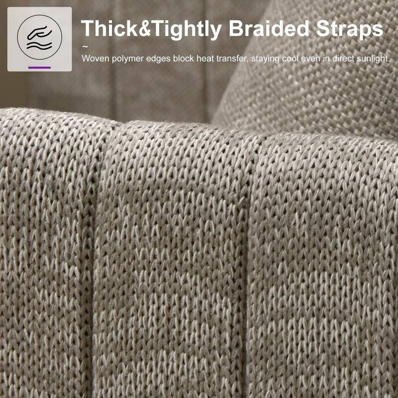 PURPLE LEAF Sanori Patio Dining Set Modern Large Weather-Resistant Table and Aluminum Chairs Beige for Garden Backyard Kitchen