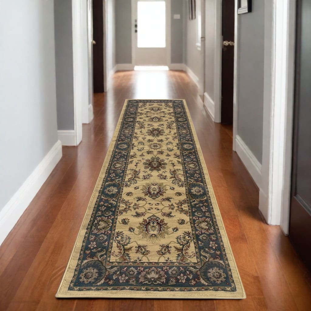 HomeRoots Oriental Traditional Runner Area Rug - 92.52 in. x 26.77 in. x 0.43 in.