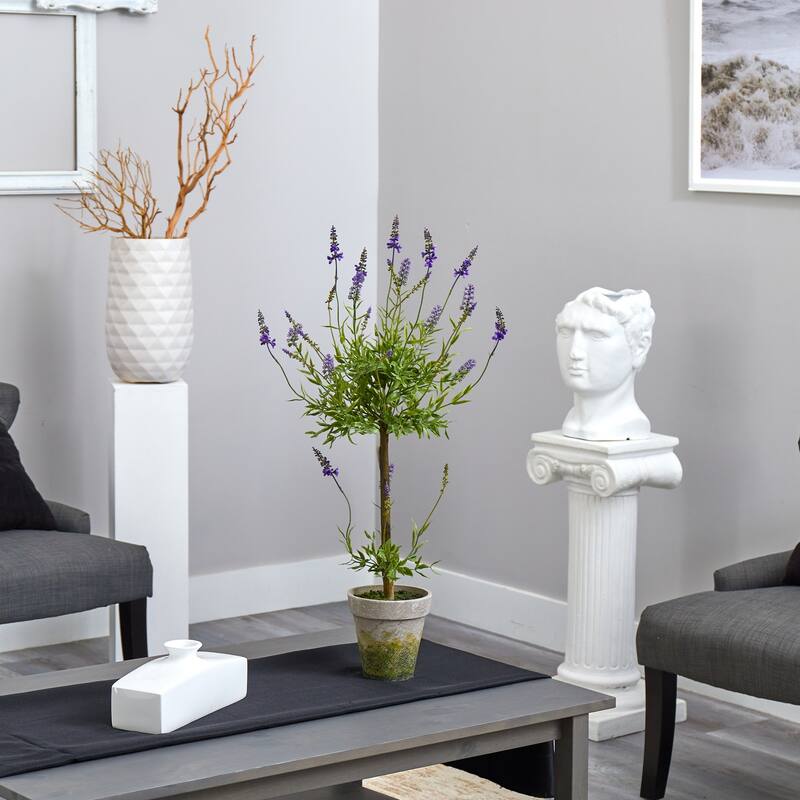 Artificial Topiary Tree 34In - Ball Shaped Indoor Outdoor Décor - Green - 51-60 Inches