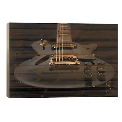 Close Up Of Electric Guitar Print On Wood by jrp studio - Multi-Color