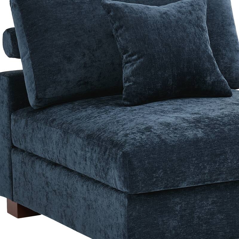 35" W Modern Chenille Armless Accent Chair Sectional Module with Pillows