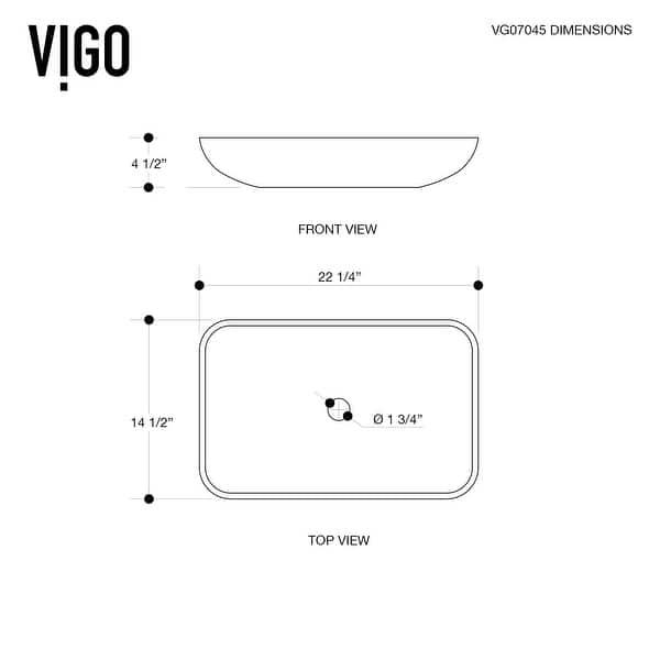 VIGO Donatello 23"L x 15"W x 5"H Glass Rectangular Vessel Bathroom Sink