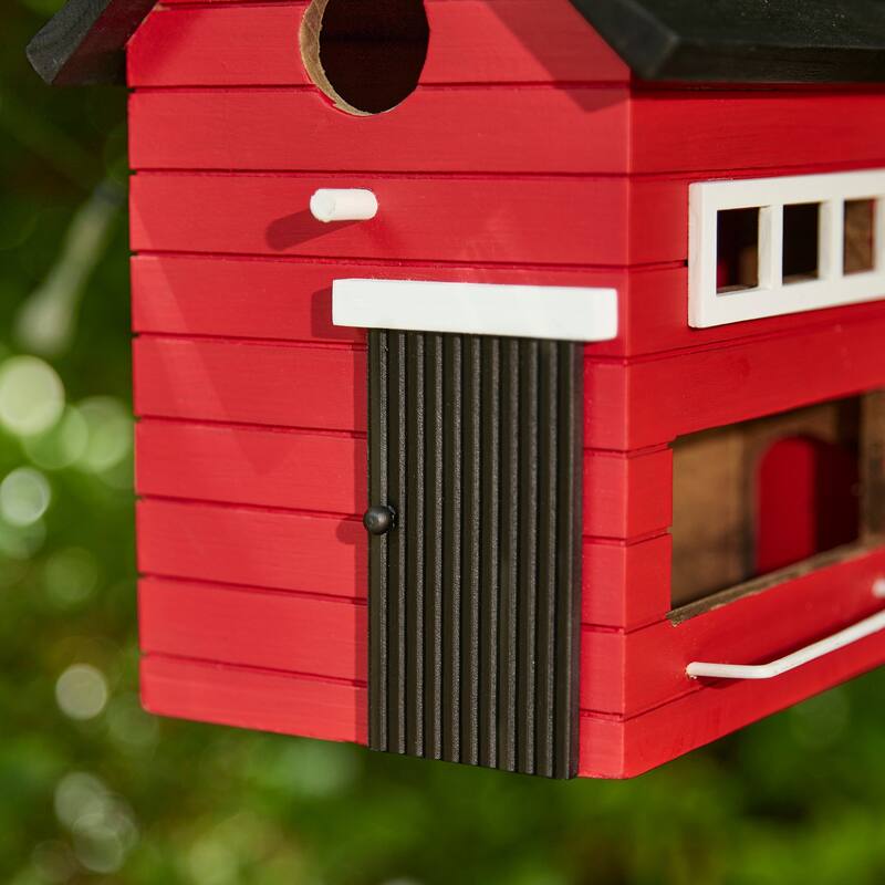 Glitzhome 10.25"L Functional and Decorative Solid Wood Garden Birdhouse - 7.00''L X 8.00''W X 10.25''H