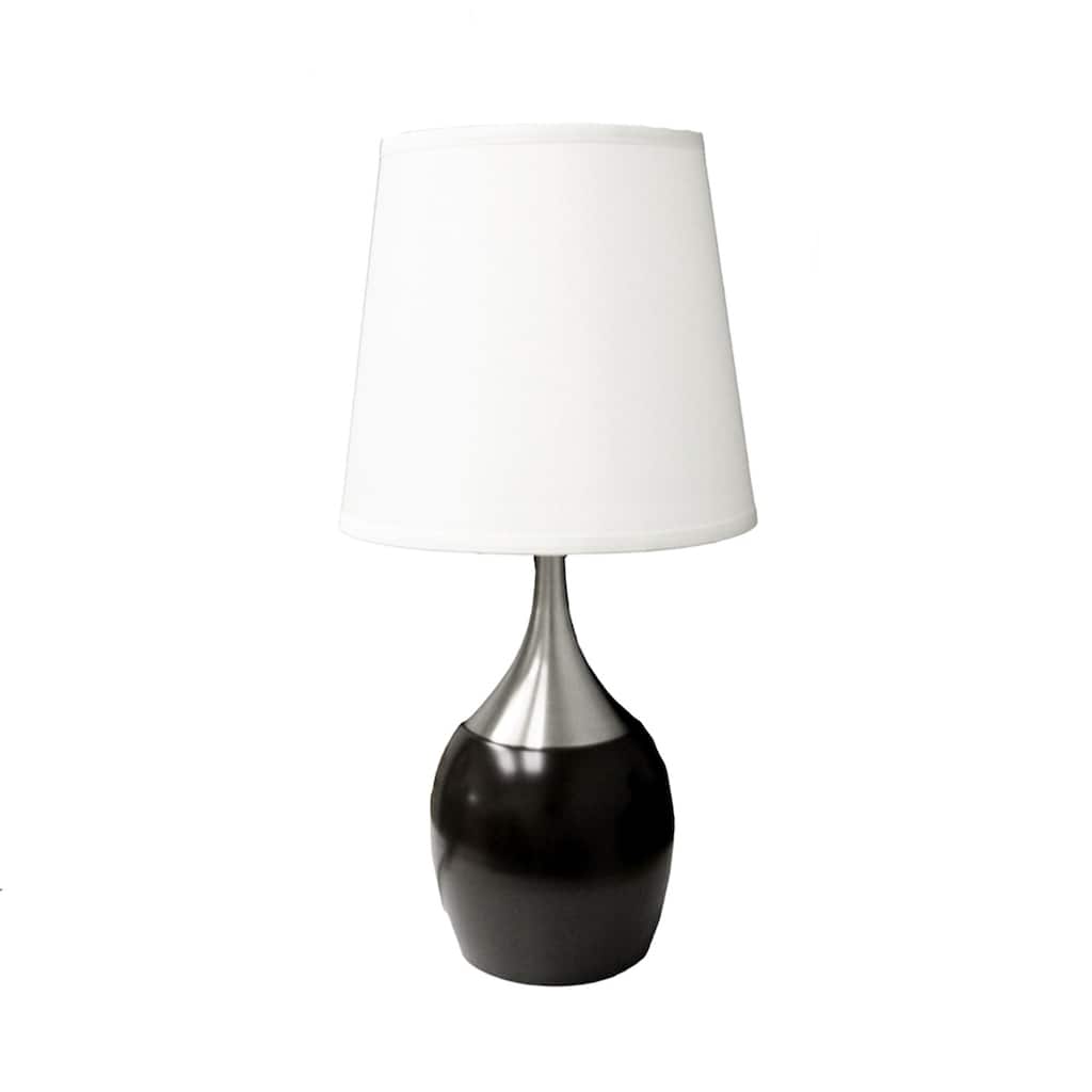 25" Modern Bedside Table Lamp with Fabric Tapered Drum Shade and 3-Way Switch Glossy Metal Base - 24.5"H x 12"W x 12"D