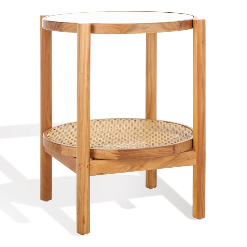 SAFAVIEH Couture Alberdine Rattan/Glass Accent Table - 23 In. W x 23 In. D x 24 In. H - 23"W x 23"D x 24"H