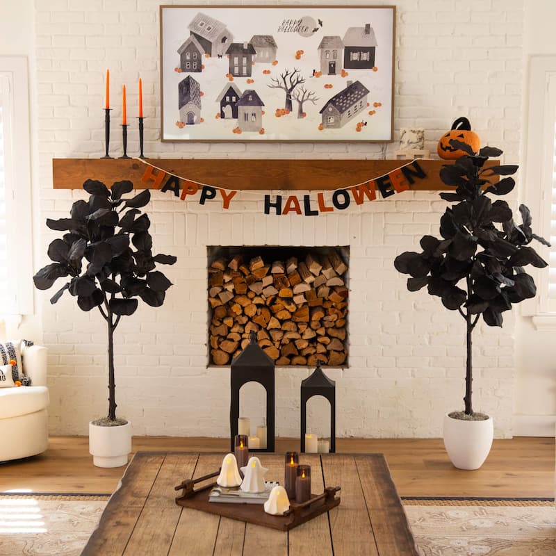 6-ft Artificial Halloween Black Fiddle Leaf Tree