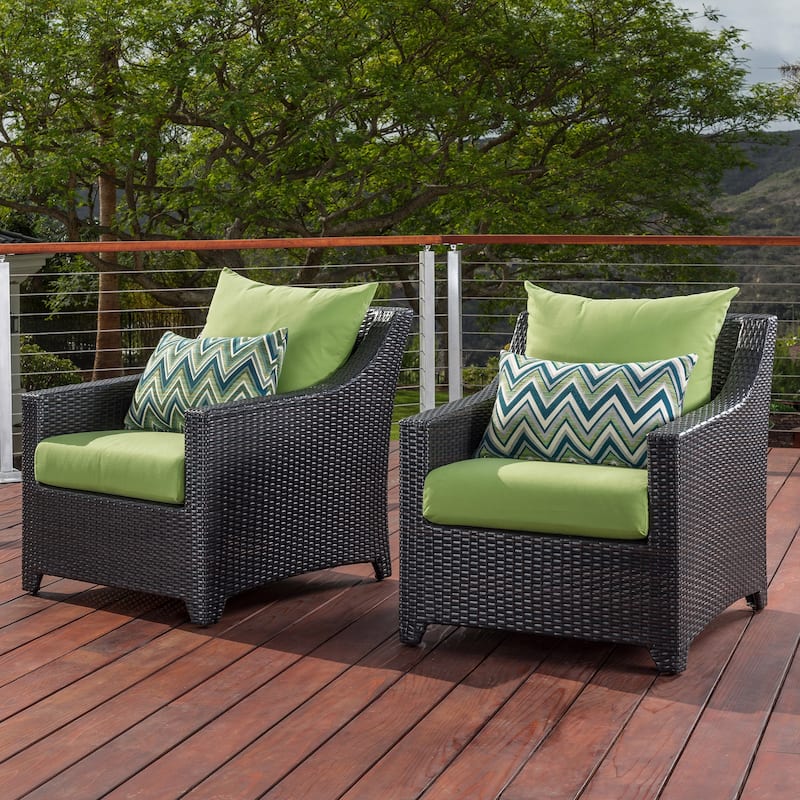 Deco 2 Piece Sunbrella Outdoor Patio Club Chairs - 30"W x 33"D x 32"H