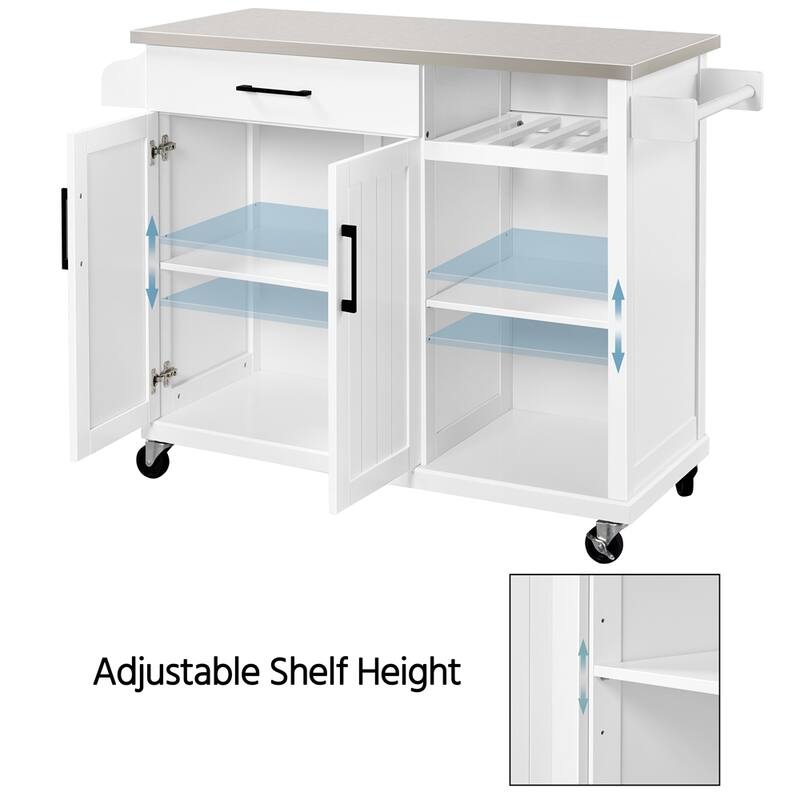 Yaheetech Rolling Kitchen Cart with Stainless Steel Top and Storage