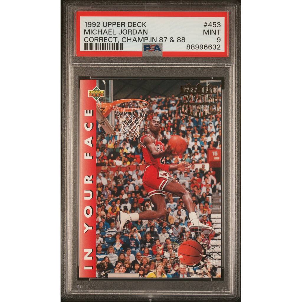 Michael Jordan 1992 Upper Deck Champ 1987 & 1988 Card #453 Graded PSA 9 - 8'6" x 11'6"