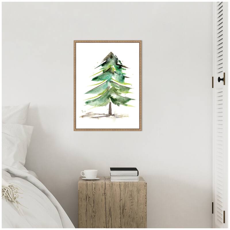 Kate and Laurel Sylvie Winter Spruce Framed Canvas by Xizhou Xie