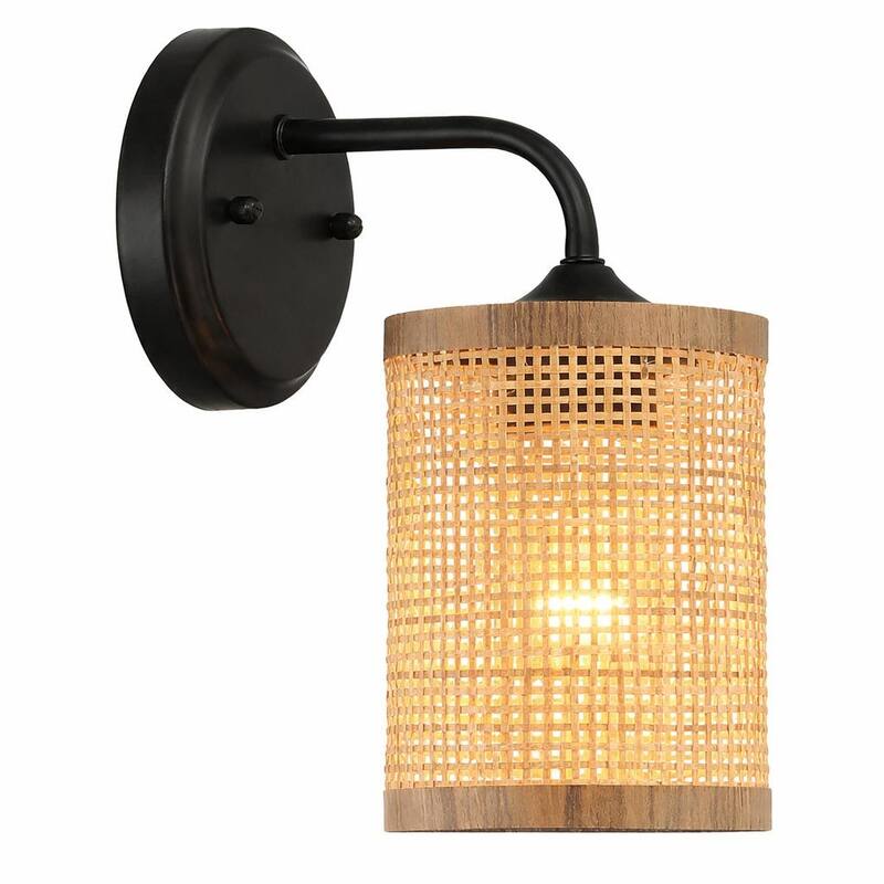 Azura Single-Light Wall Sconce with Rattan Shade