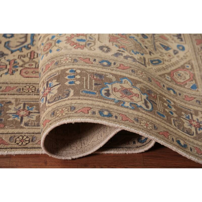 Tabriz Persian Rug Hand-Knotted Oriental Beige Wool Carpet - 7'10"x 10'10"