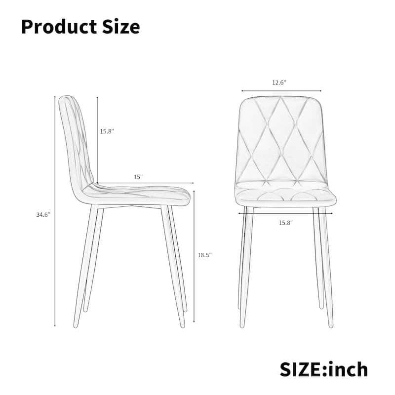 Dining Chairs Set of 4, Modern Kitchen Dining Room Chairs, PU Dining Chair Upholstered Cushion Seat and Sturdy Metal Legs