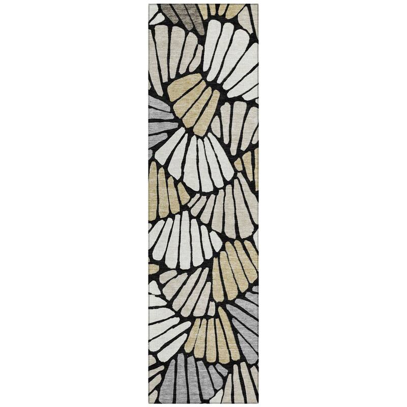 Machine Washable Indoor/ Outdoor Floral Modern Chantille Rug