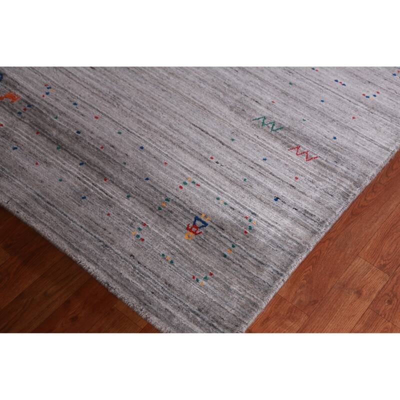 Hand Knotted Oriental 100% Wool Carpet Tribal Tribal Greys & Charcoal Gabbeh Area Rug - 12' 2'' X 9' 2''