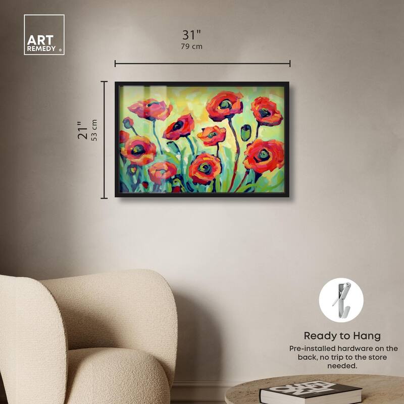 Red Poppy Field I Shadowbox by Art Remedy