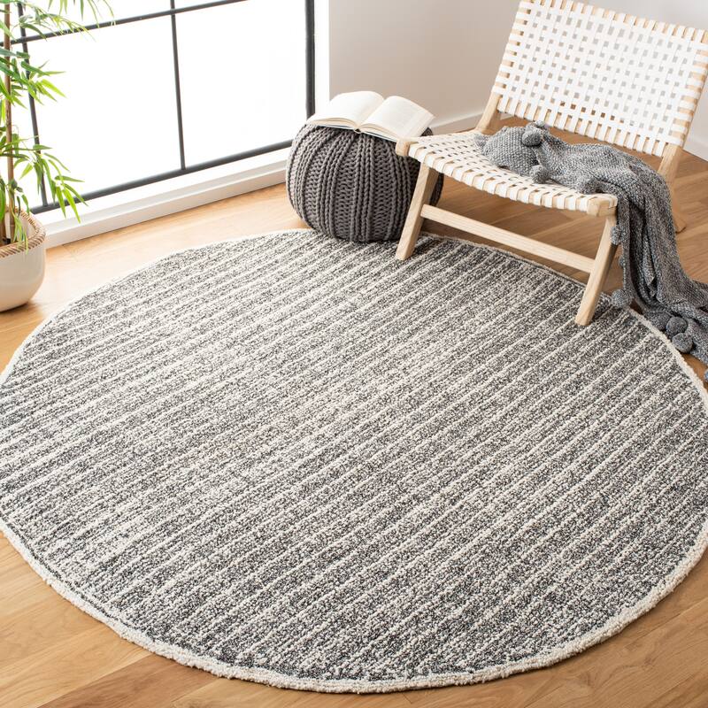 SAFAVIEH Handmade Abstract Sultana Modern Wool Rug - 6' Round - Ivory/Black