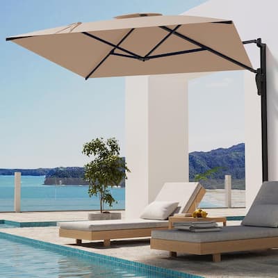 AECOJOY 10 FT. Wall Mount Umbrella Outdoor Patio, Large Patio Rectangular Aluminum Cantilever Umbrellas