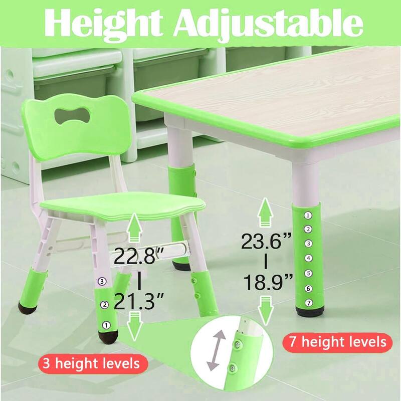 Kids Table and 6 Chair Set for Ages 2-10