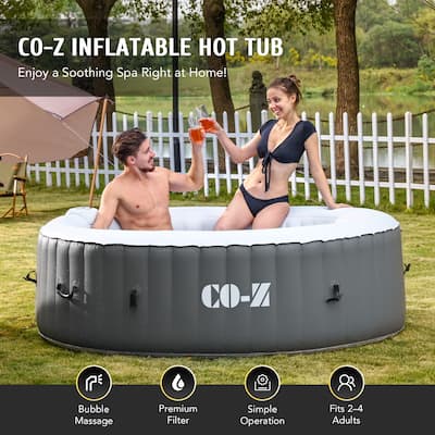 CO-Z Round Inflatable Hot Tub, 4 Person Blow Up Portable Hot Tub