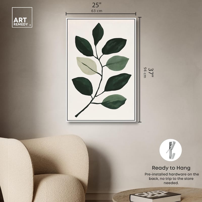 Green and Grey Branch II Canvas by Art Remedy