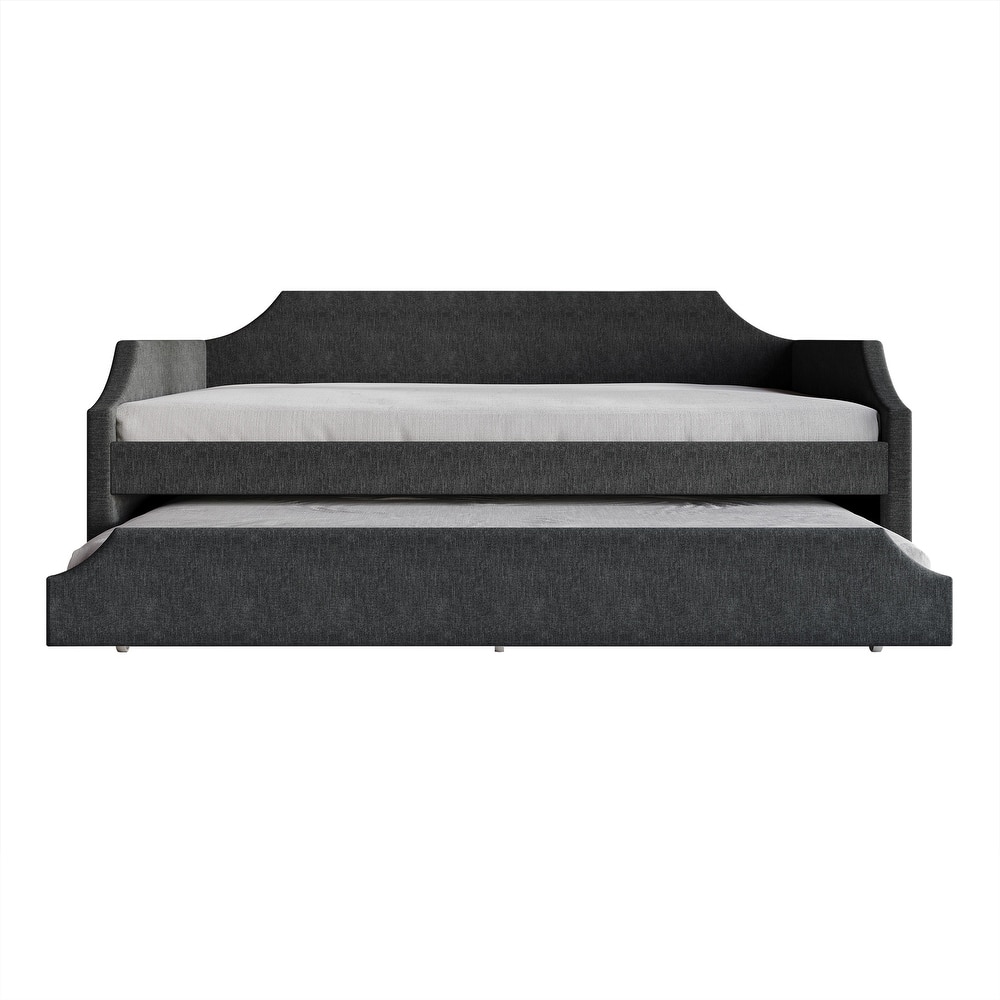 CraftPorch Elegance Linen Upholstered Twin Size Daybed with Trundle