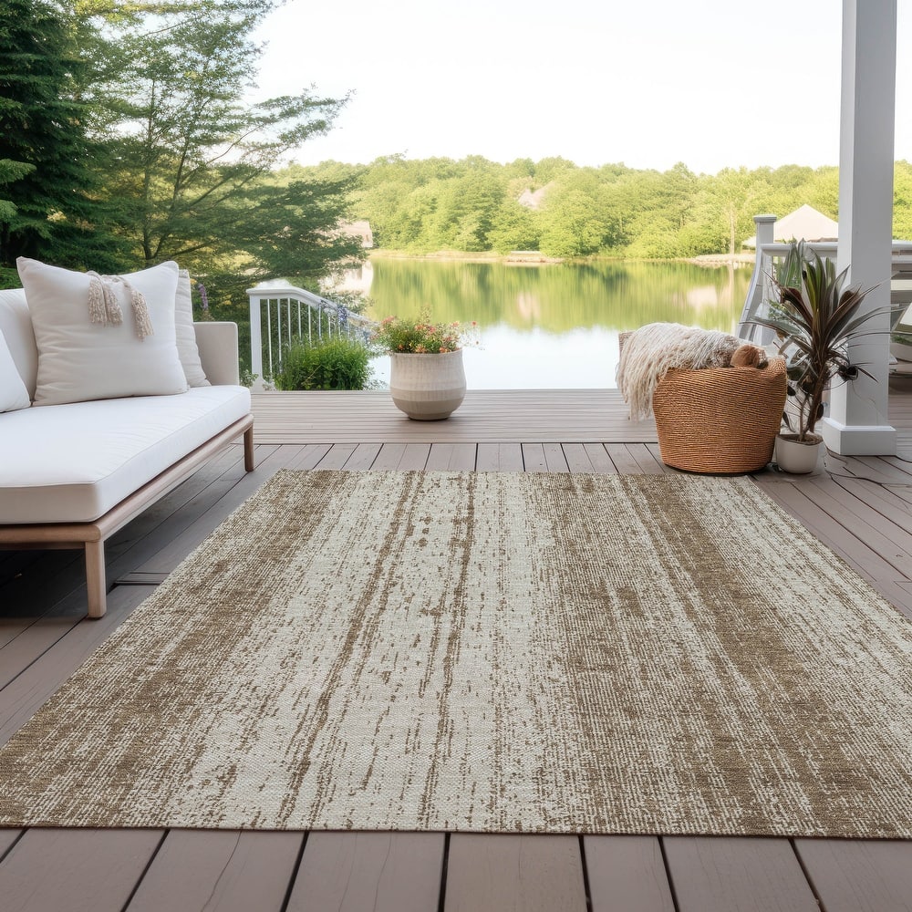 Machine Washable Indoor/ Outdoor Chantille Ombre Stripes Rug