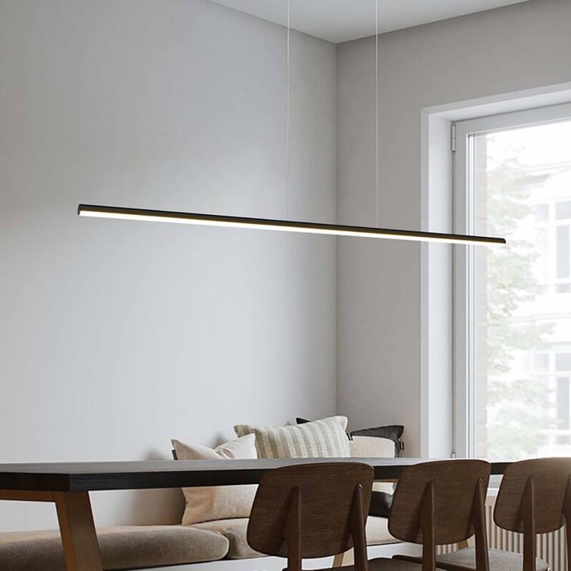 Minimalist Modern Linear Pendant Light Dimmable Integrated LED Chandelier Kitchen Island