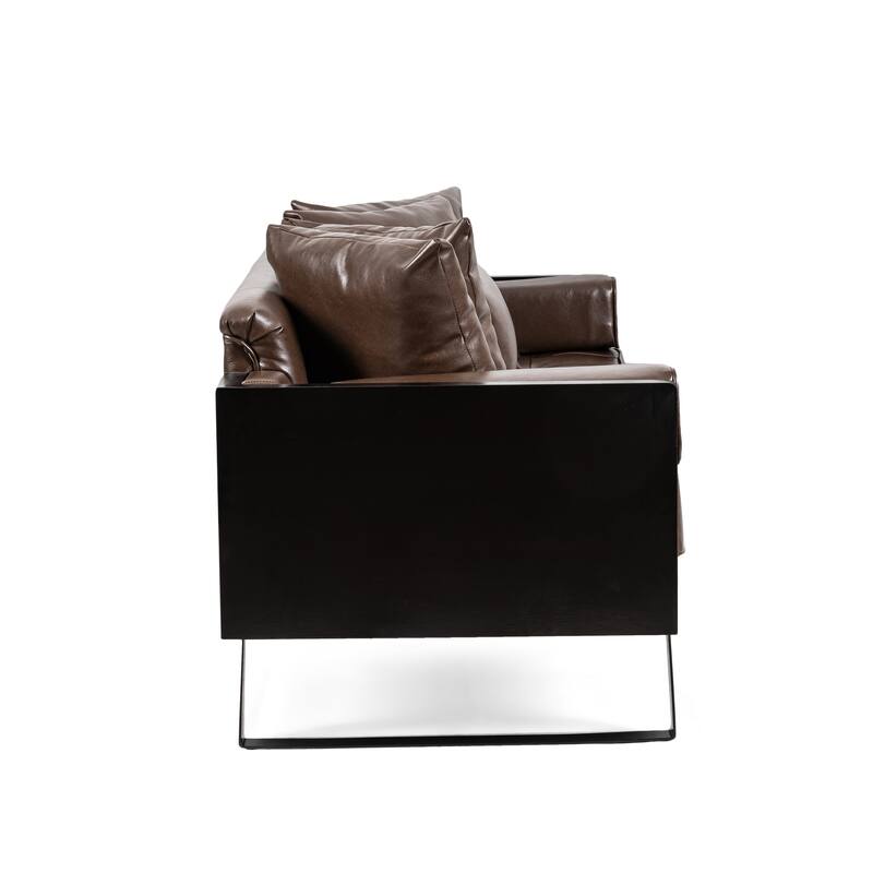 Contemporary Oversize PU Upholstered Loveseat with Pillows