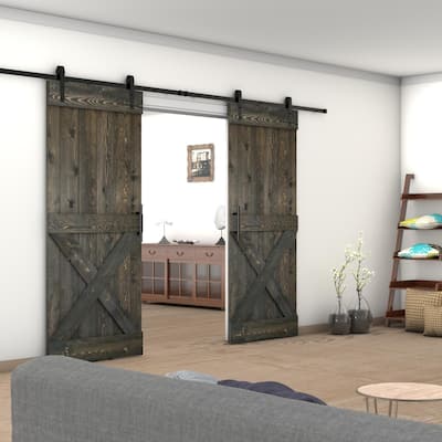 Barn Door With Solid Knotty Pine Paneled Wood and Hardware Kit(DIY)