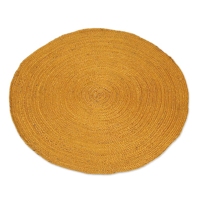 Novica Handmade Circular Beauty In Maize Jute Area Rug (3Ft. Diam) - 2' x 6' Runner