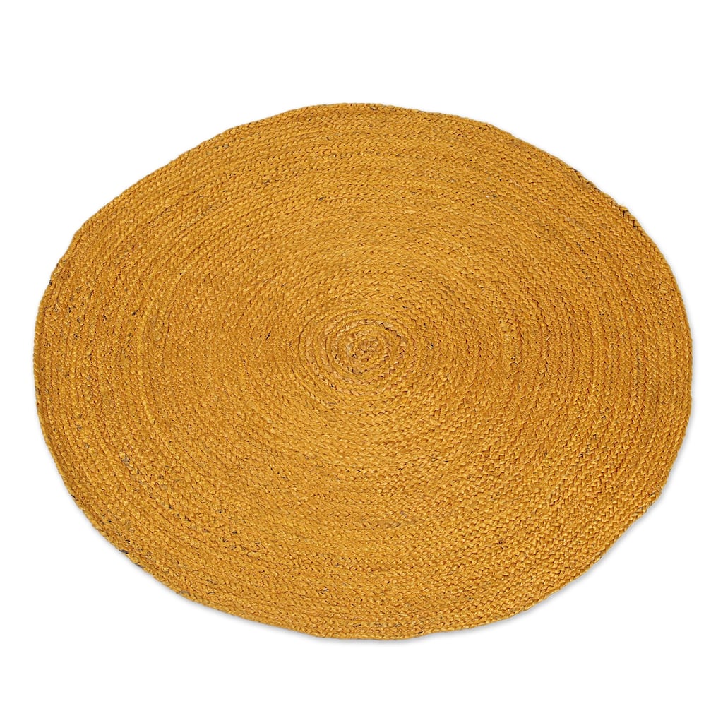 Novica Handmade Circular Beauty In Maize Jute Area Rug (3Ft. Diam) - 2' x 6' Runner