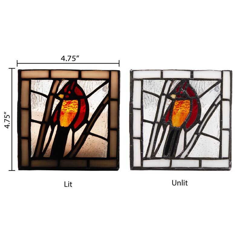 River of Goods 4.75-Inch Bird Stained Glass Candle Holder (Set of 2) - 4.75" x 4.75" x 4.75"