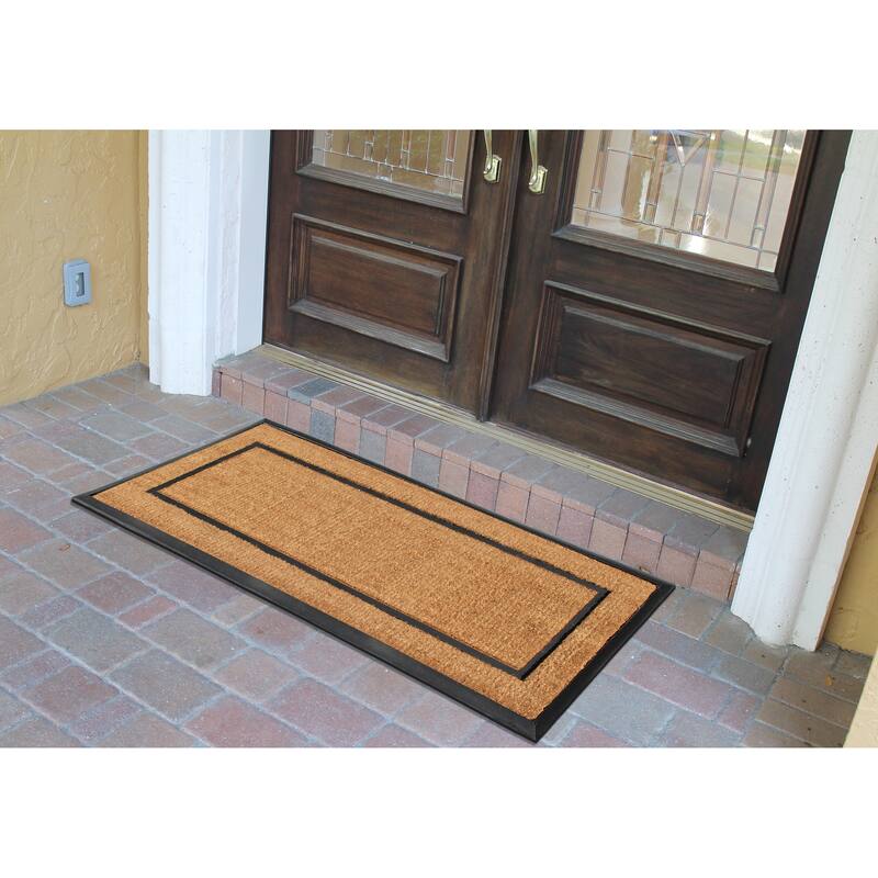 A1HC- Designer Hand-Crafted Rubber & Coir Frame Molded Double Door Mat, Perfect and more functional size