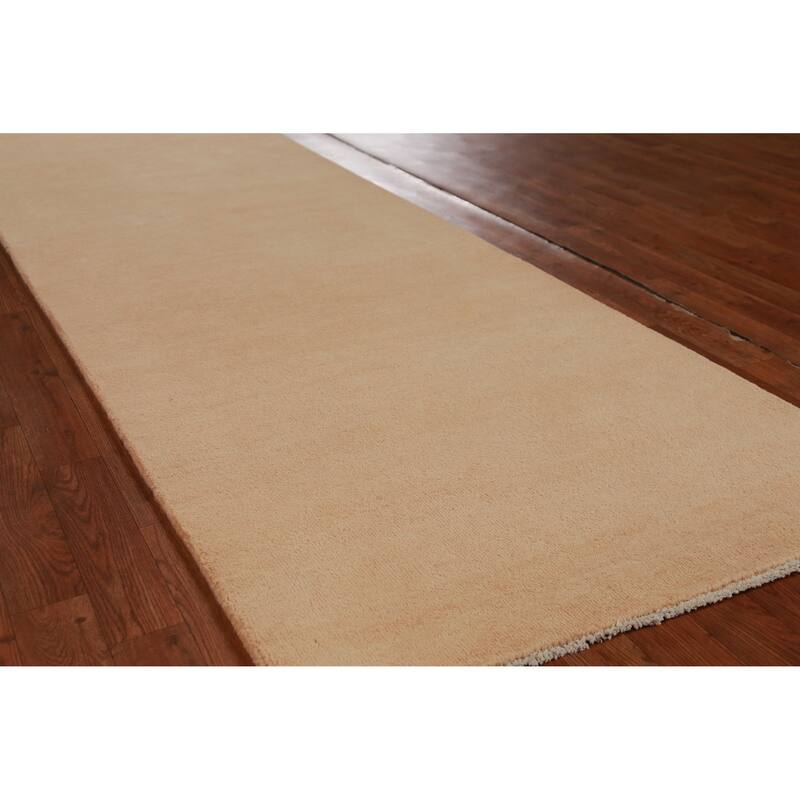 Hand Knotted Oriental 100% Wool Carpet Modern Solid Oranges & Rust Gabbeh Runner Rug - 10' 3'' X 3' 1''