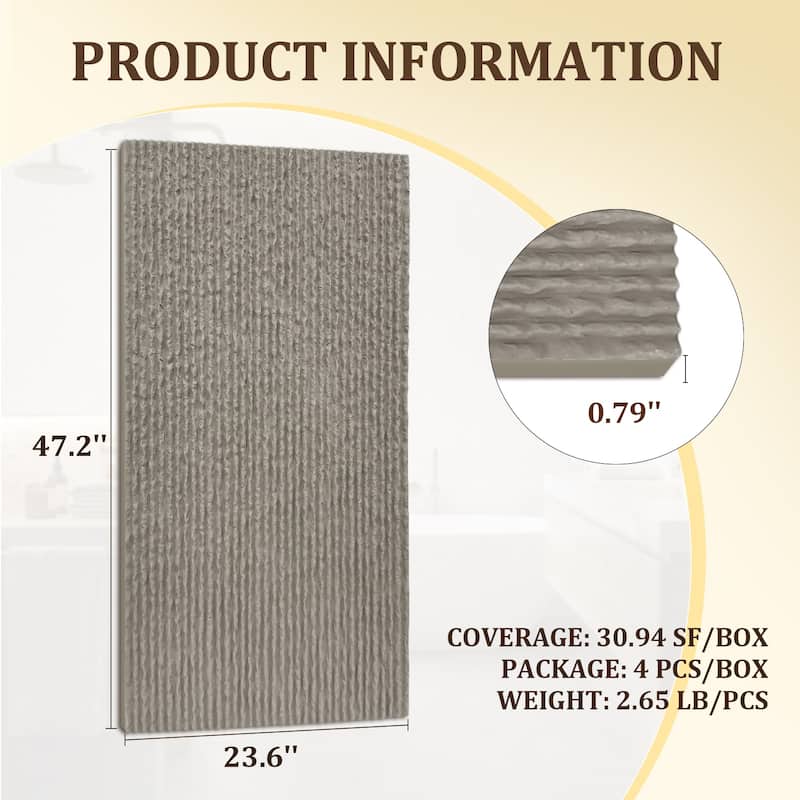 4Pcs 48"x24" 3D Faux Stone Wall Panels Imitation Decorative Wall Tiles for Interior Wall Decor