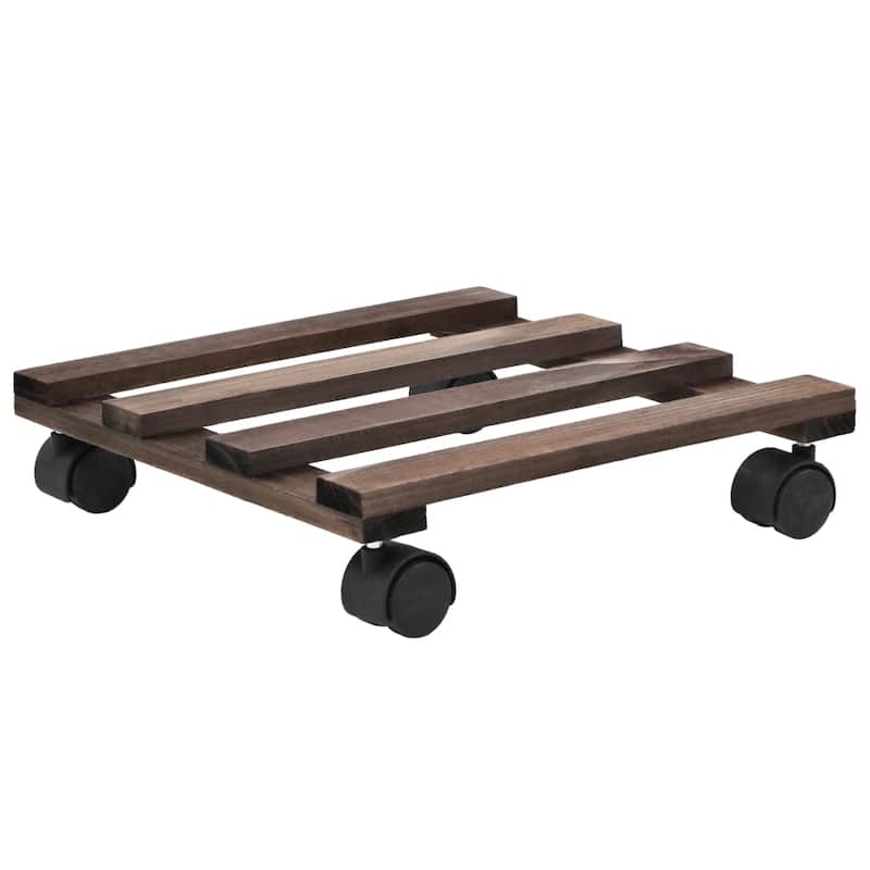 vidaXL Plant Roller Brown Cedar Wood Compact Rotatable Plant Roller - 9.8 x 9.8 x in