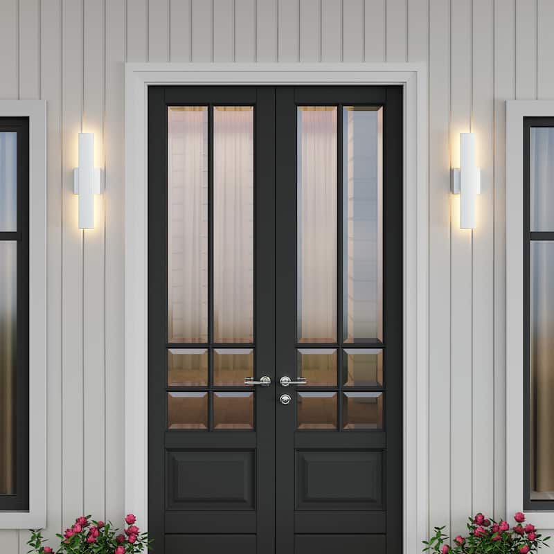 2-Pack Outdoor LED Wall Sconce Light Fixture - Small - White