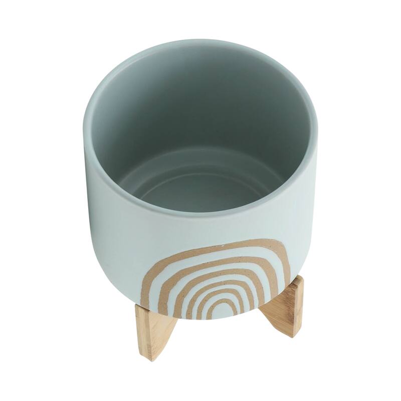 Sagebrook Home Ceramic Rainbow Arch Planter Pot with Stand