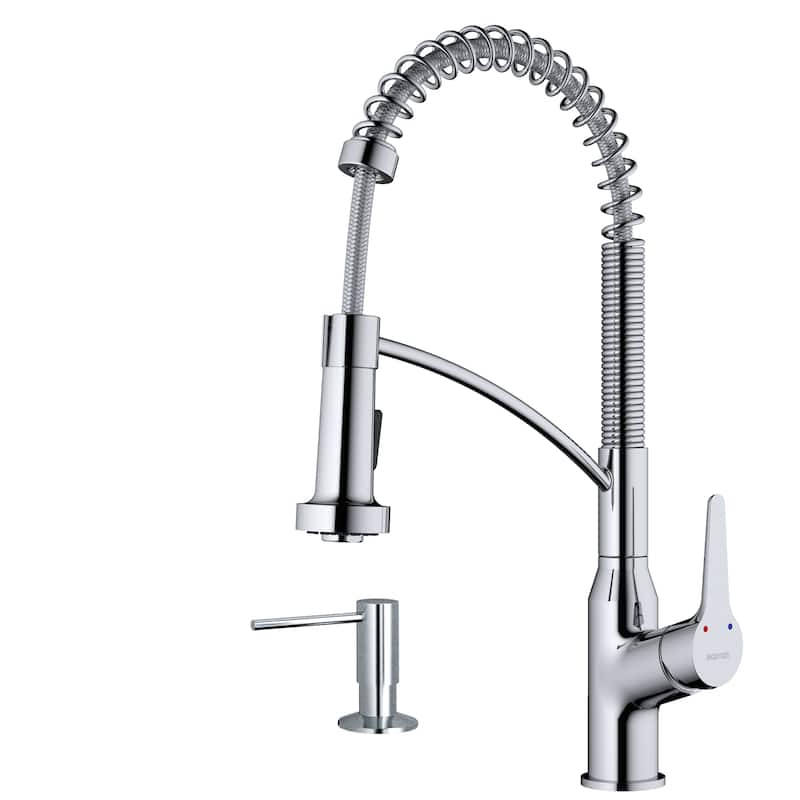 Karran Scottsdale Single-Handle Pull-Down Sprayer Kitchen Faucet with Matching Soap Dispenser - Chrome