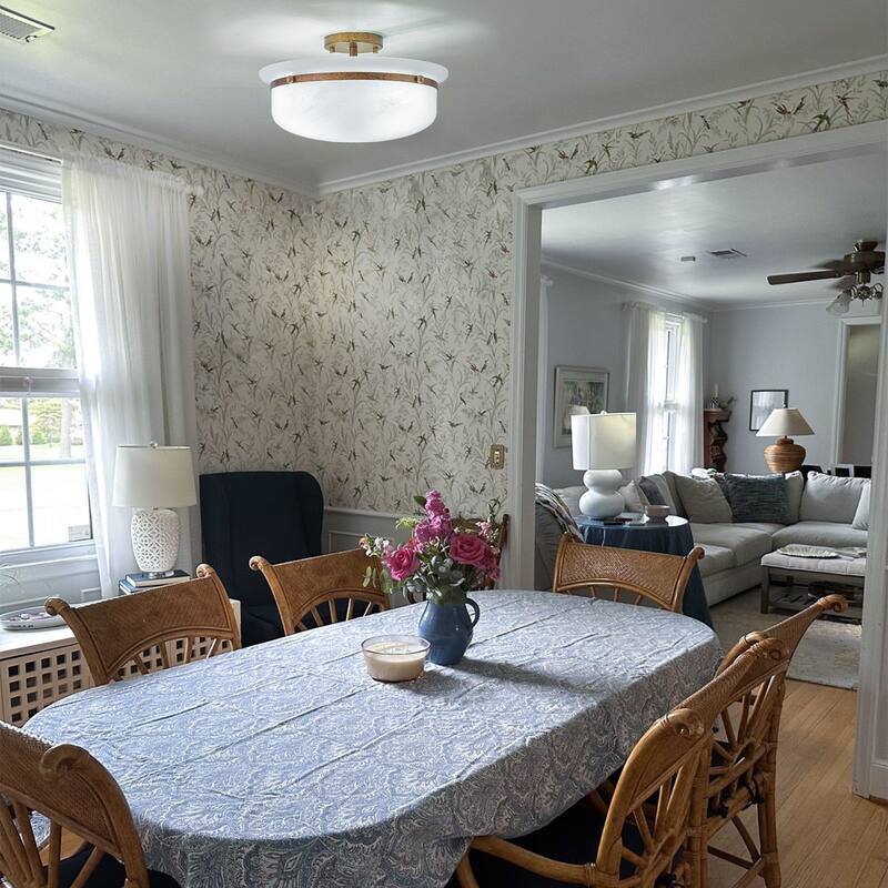 15'' W 3-Light Frosted Opal Glass Semi Flush Mount